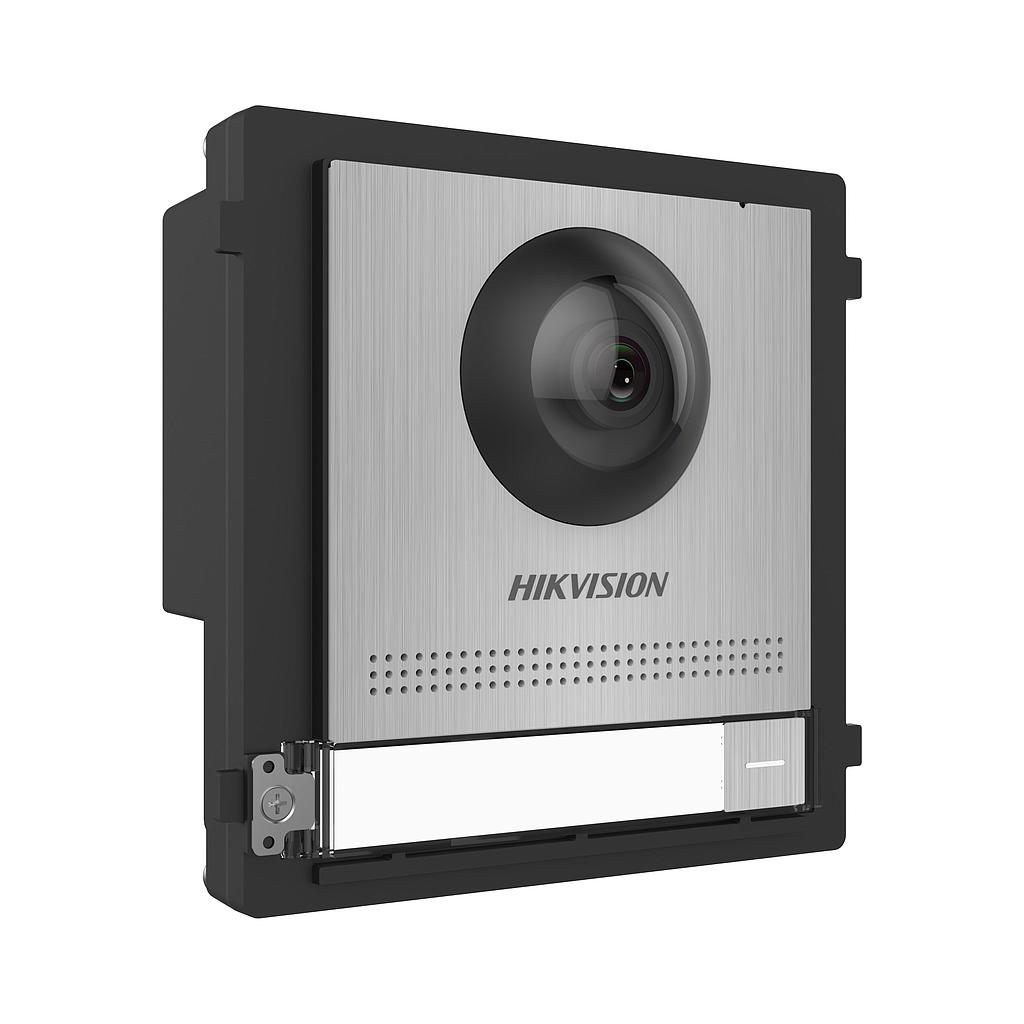 Unidad exterior con cámara para videoportero IP Hikvision botón de llamada acabado en acero inoxidable superficie/empotrado