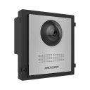 Unidad exterior con cámara para videoportero IP Hikvision acabado en acero inoxidable superficie/empotrado