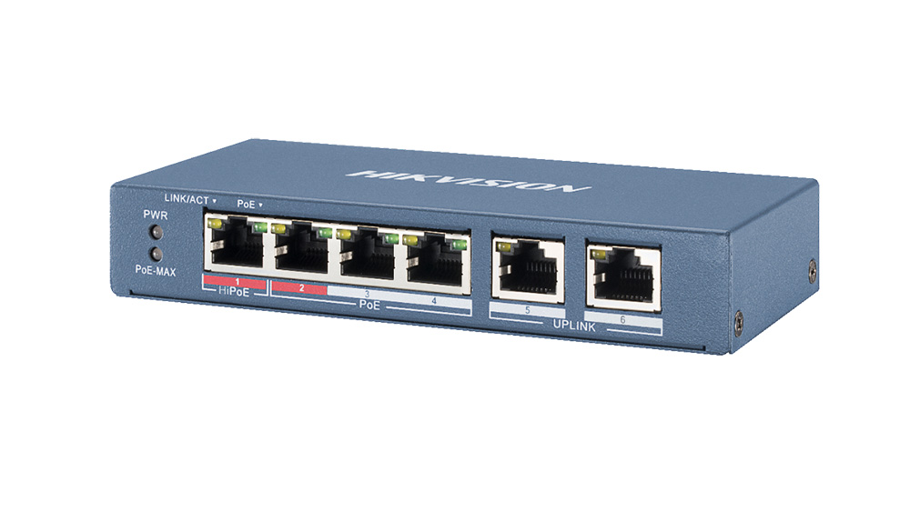 Switch POE 4 puertos 100Mbps Hikvision