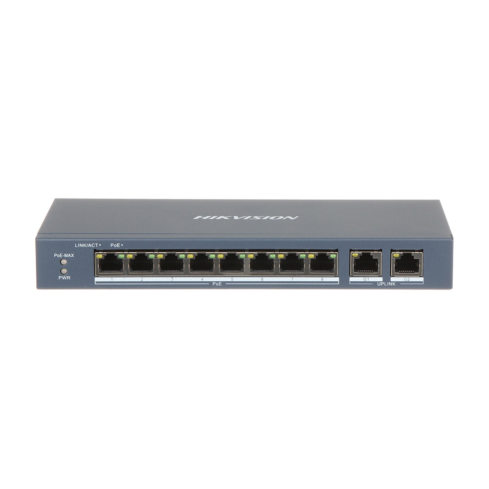 Switch POE 8 puertos 100Mbps 2P Gigabit RJ45 No gestionable Hikvision