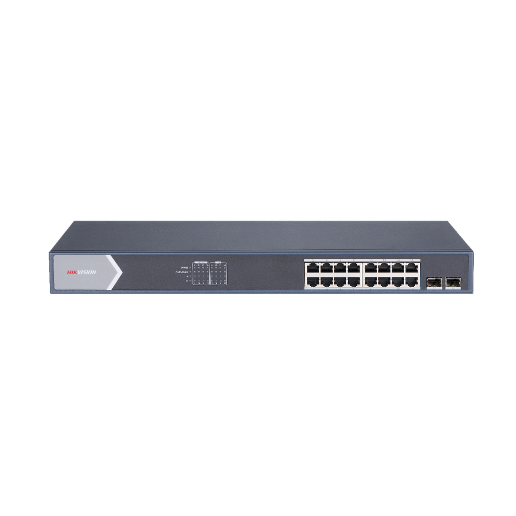 Switch 16 PoE + ports 10/100/1000 Mbps 2 ports SFP Uplink Hik ProConnect Hikvision gestion intelligente
