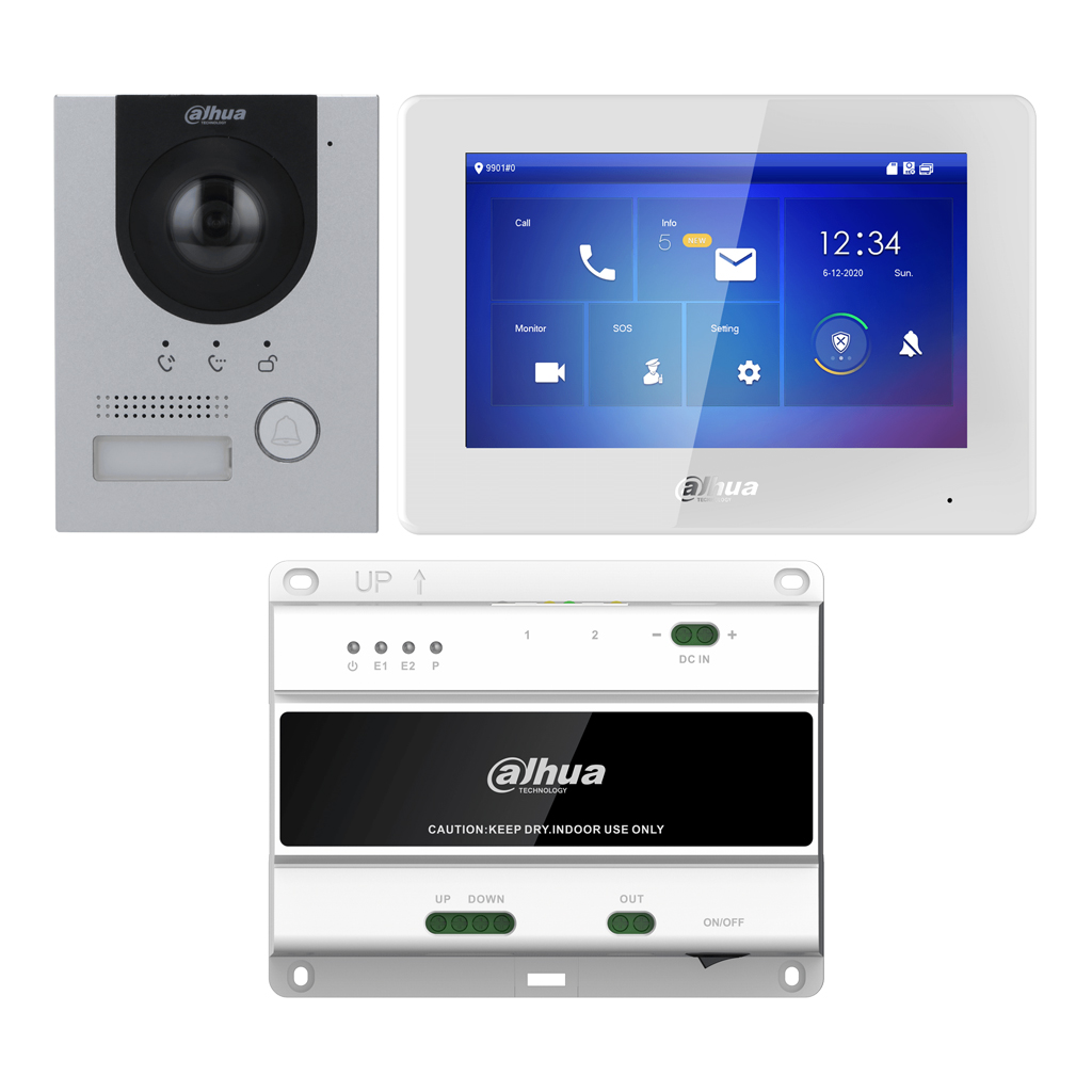 2-wire outdoor IP video door entry kit to insert + indoor monitor