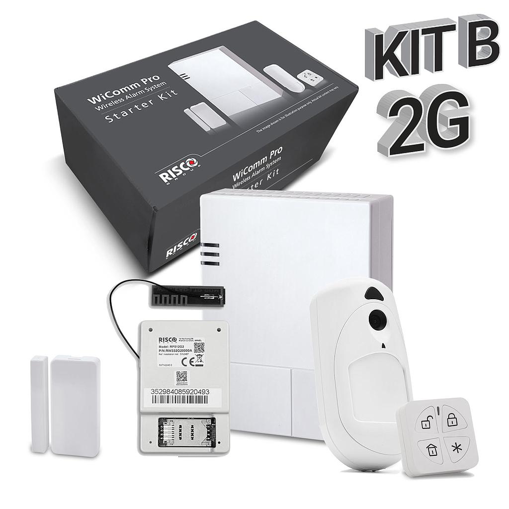 Kit "B" GPRS WiComm Pro Risco. Central+Módulo GPRS+Mando+PIRCAM+Contacto