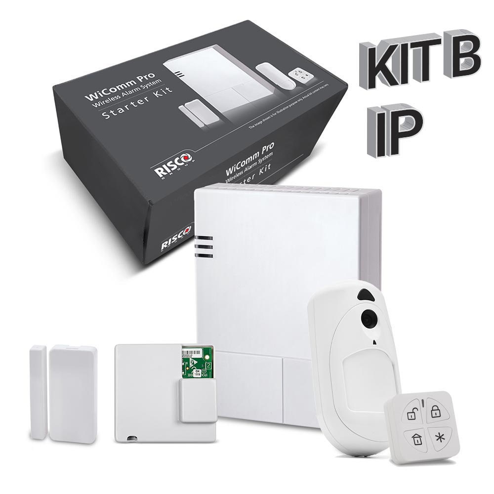 Kit "B" IP WiComm Pro Risco. Central+Módulo IP+Mando+PIRCAM+Contacto