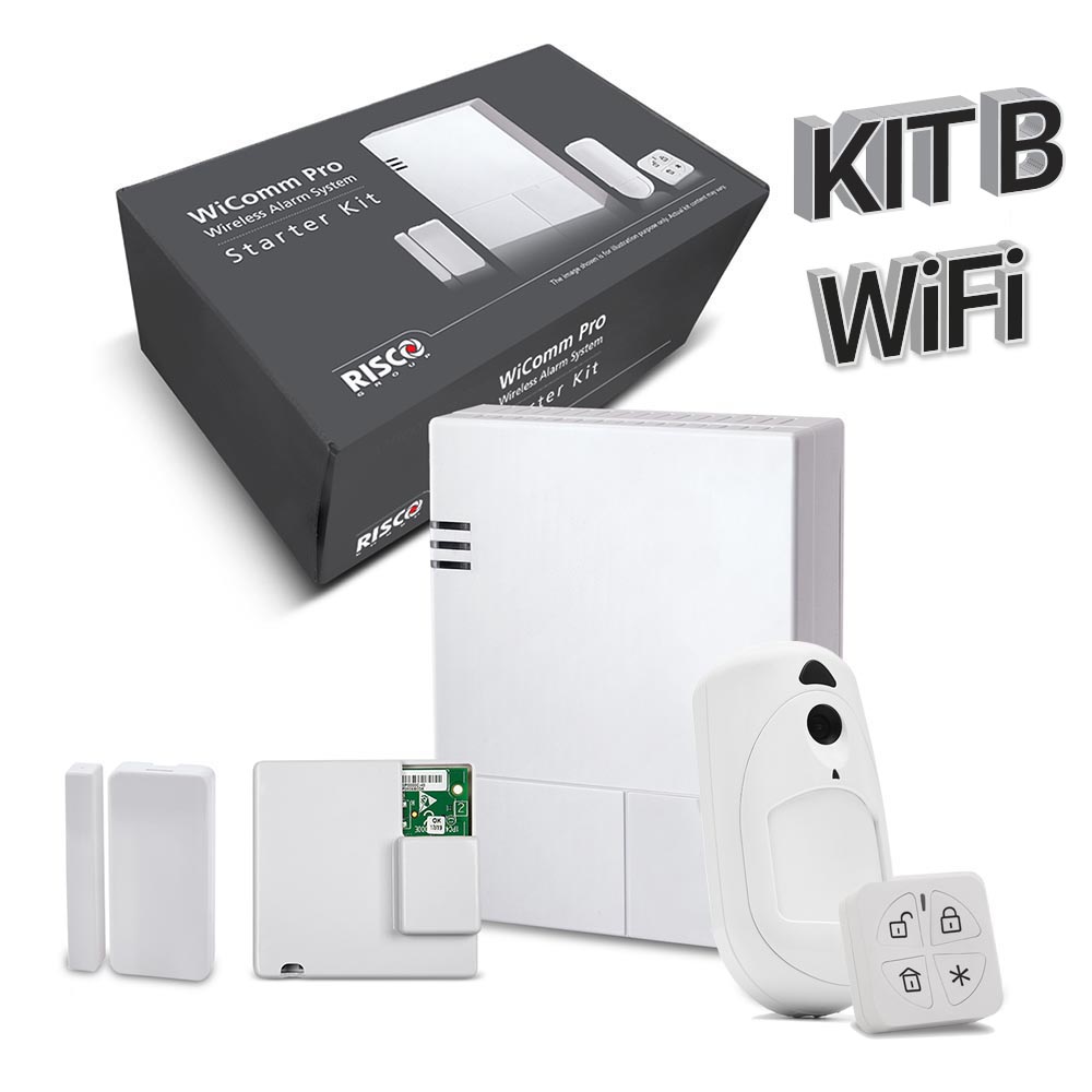 Kit "B" WIFI WiComm Pro Risco. Central+Módulo WIFI+Mando+PIRCAM+Contacto