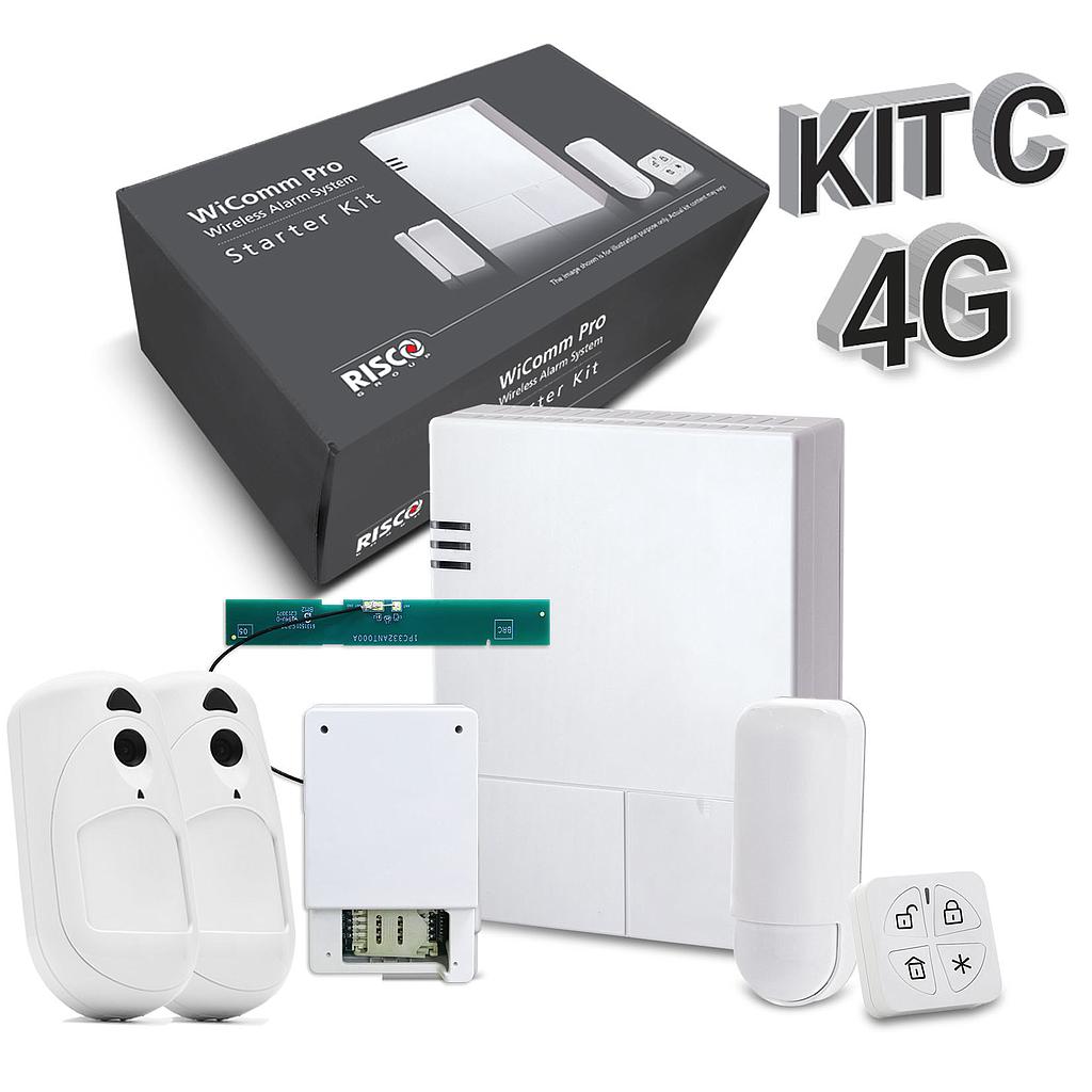 Kit "C" 4G WiComm Pro Risco. Central+Módulo 4G+Mando+2XPIRCAM+PIR