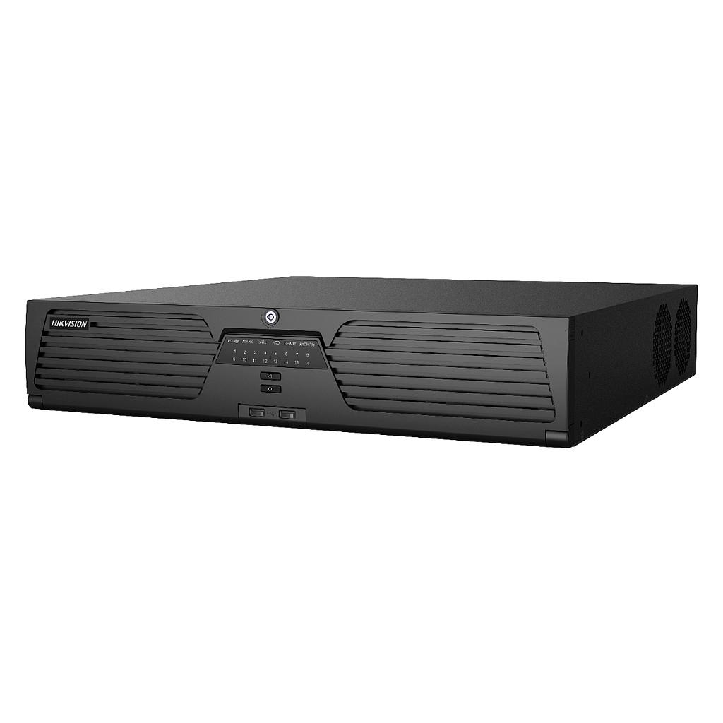 Grabador NVR 64CH 12MP 3U 4K DeepinMind Analítica inteligente Perimetral Reconocimiento Facial Alarma 8HDD Hikvision