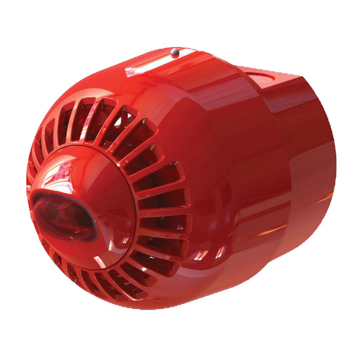 Flash Siren Wall Mount Tall Base Red with Red Lens ARITECH