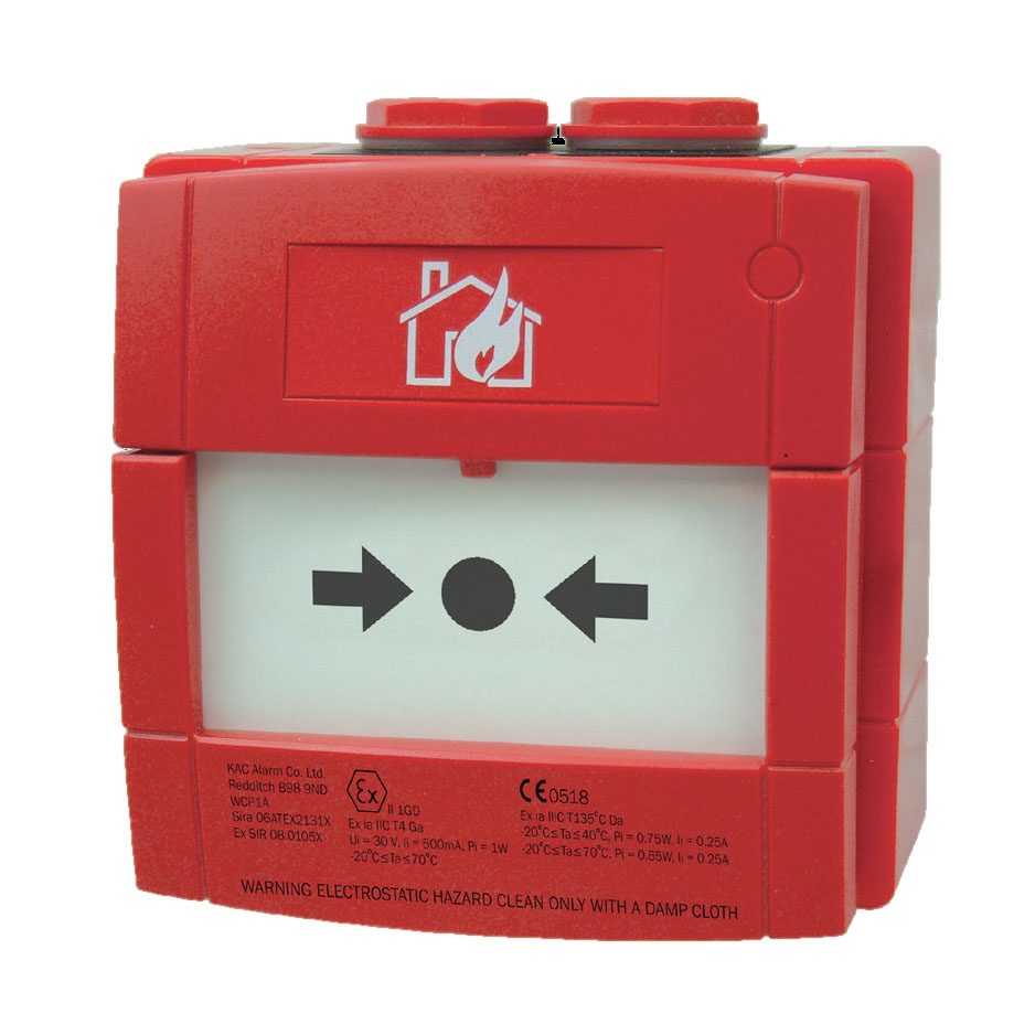 Pulsador manual de alarma intrínsecamente seguro para exteriores. Rojo. Aritech