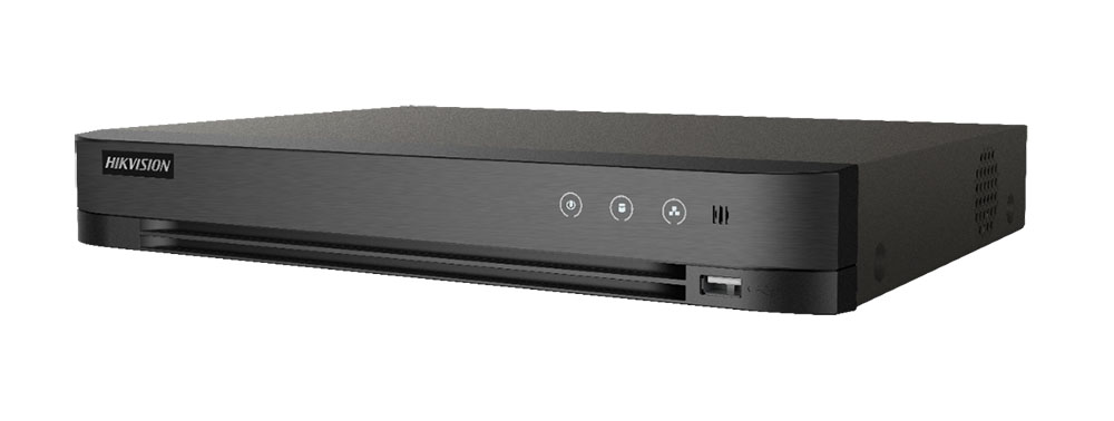 Grabador DVR 4MP 5en1 16H + 2IP (6MP) E/S Audio 2HDD VCA Acusense Hikvision