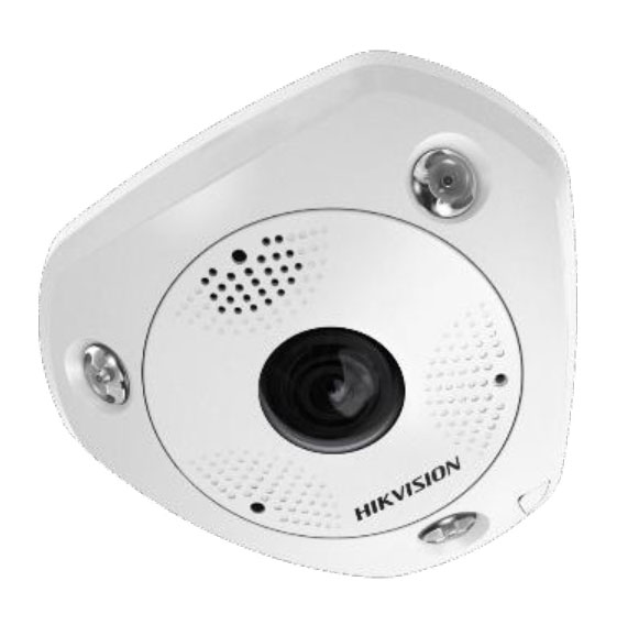Cámara Fisheye 360° Panorámica 1.27mm IP 6MP IR15 MIC Altavoz E/S Audio Alarma Retail Hikvision