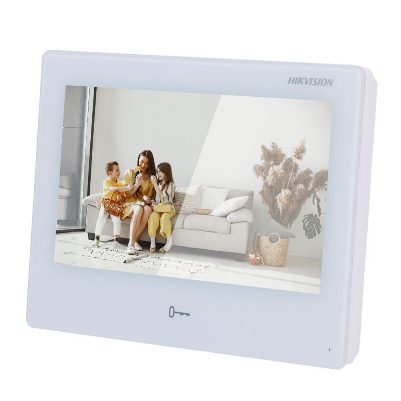 Indoor video intercom monitor Android WiFi TFT 7" White Two-way audio TCP/IP Surface mounting 8CH Alarm Hikvision
