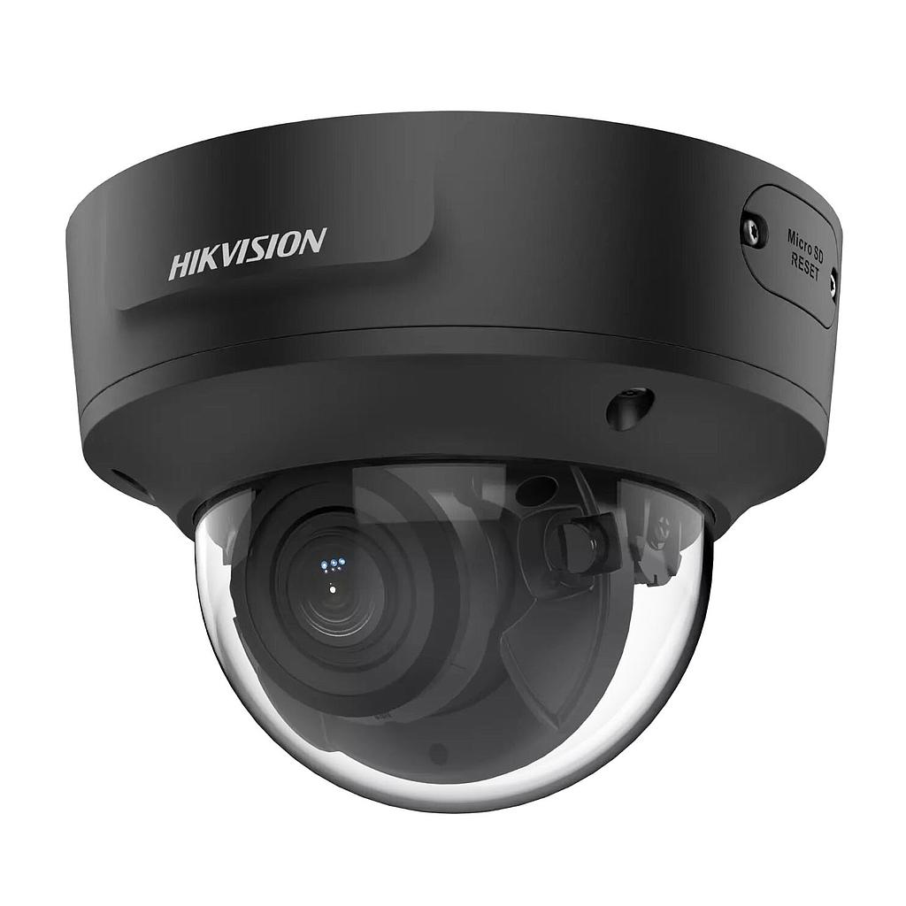 Cámara Domo IP 4MP varifocal motorizada 2.8-12mm AcuSense WDR120 IP67 IK10 IR40 E/S Audio Alarma Black Hikvision