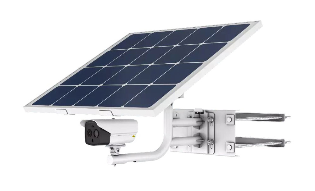 Kit Cámara Térmica Energía solar 6.9/6.4mm Panel fotovoltaico 80 W Batería recargable 30Ah (no incluida). Prevención de incendios 4G IP67 IR30 Alarma Hikvision