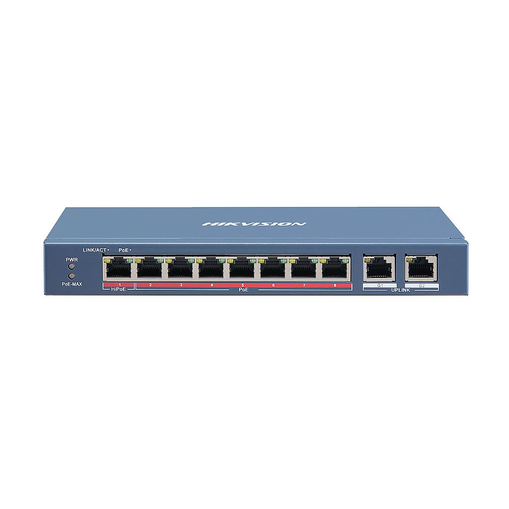 Intelligent PoE switch 8 ports 100Mbps 2P RJ45 Gigabit Layer 2 Administrado Hikvision