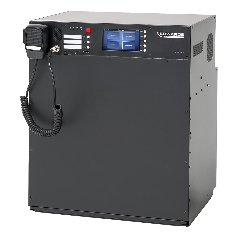 Unidad midi - Sistema Evacuación PA/VA integrada 8xAB (16 líneas) Amplificador 3x500W 3xAudio LCD Micrófono Cargador Aritech