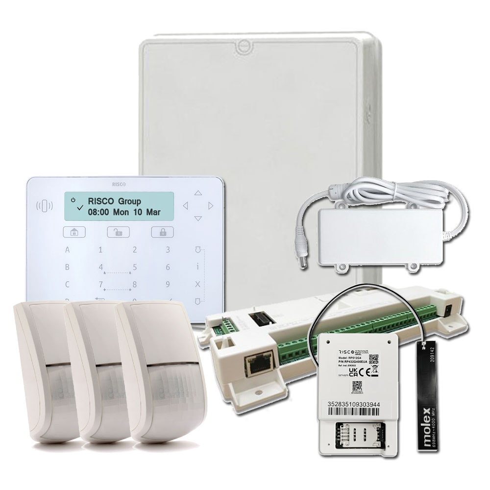 Kit LightSYS de Adecuación a Grado 3 Placa + Teclado táctil + Módulo GSM 4G + 3 Detectores + Fuente + Caja RISCO