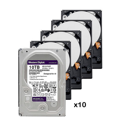 Pack of 10 disques durs de 10 Tb ( 10240 Gb ) Western Digital