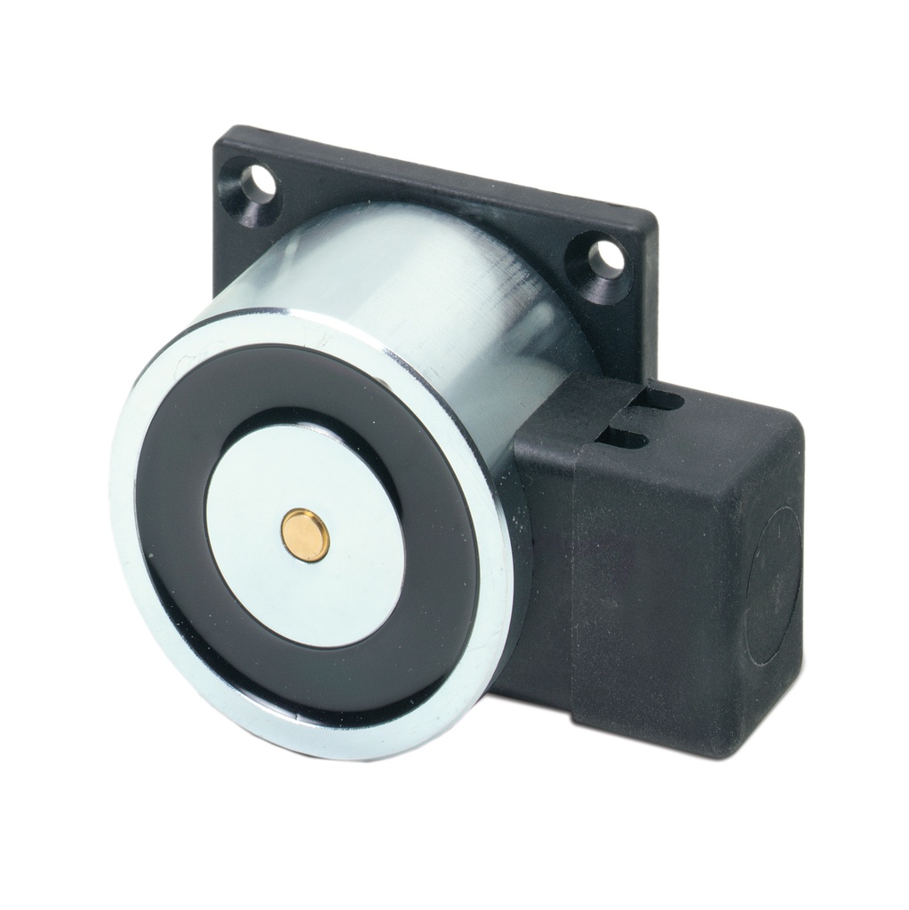 Retenedor electromagnético de 490N para montaje en pared.