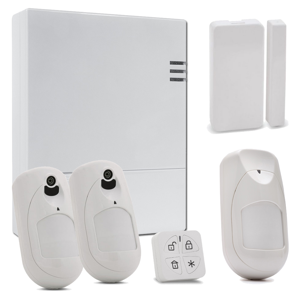 Kit de LightSYS Air con módulo 4G + 2 x Detector eyeWAVE con Cámara + Detector iWAVE + Contacto + Mando