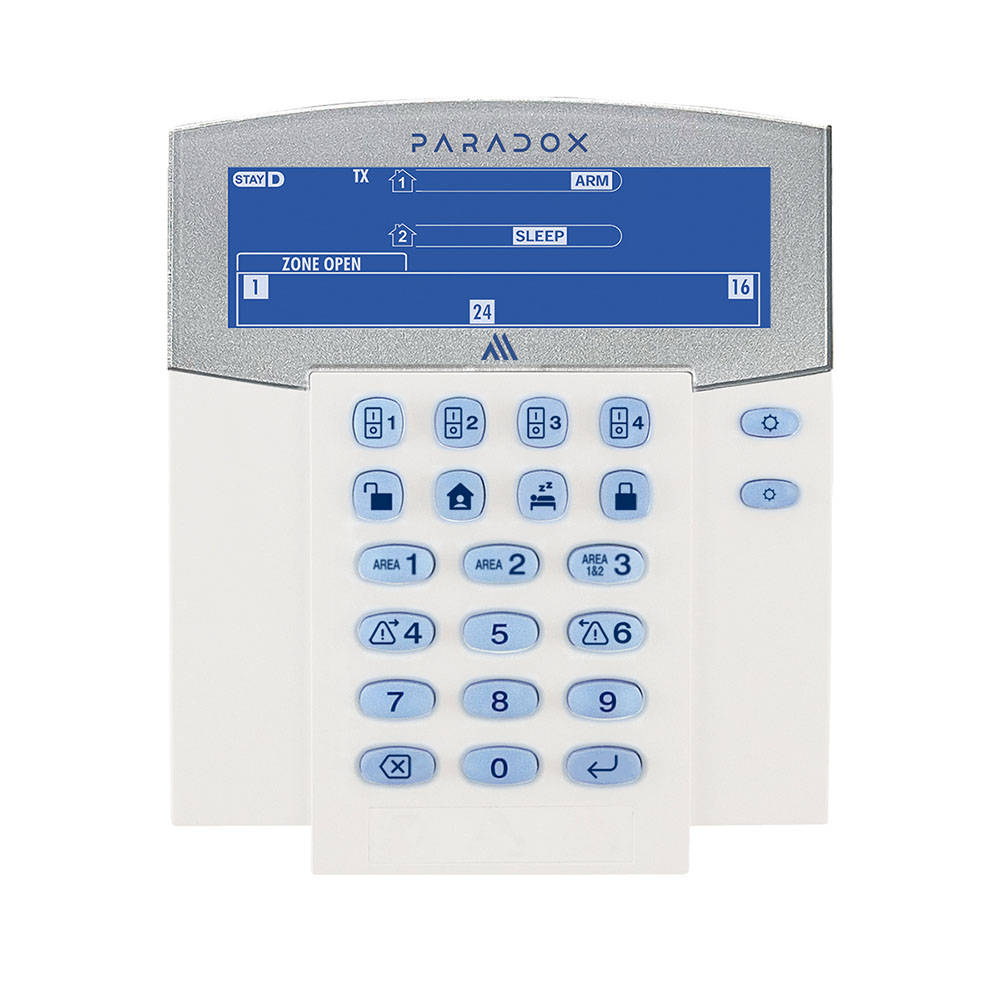 Teclado LCD fijo inalámbrico bidireccional de 32 zonas 2 particiones