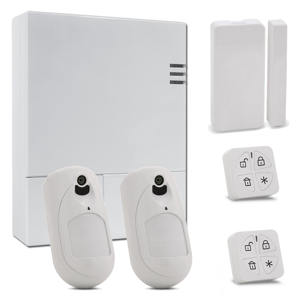 Kit de LightSYS Air con módulo 4G + 2x PIRCAM + Módulo 4G + Contacto Magnético + 2x Mando Panda Risco