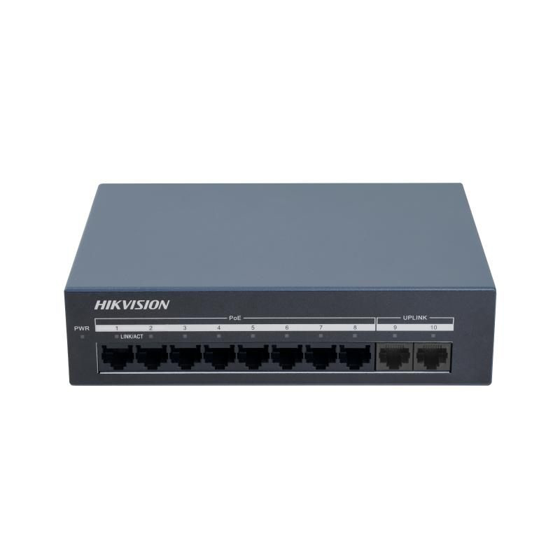 Switch no administrado 8 puertos RJ45 PoE Gigabit + 2 puertos RJ45 Gigabit L2