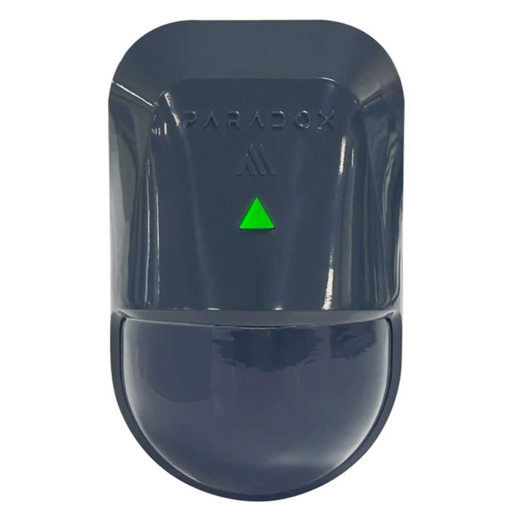 Detector PIR inalámbrico bidireccional Supercompacto Doble elemento Óptica única para interiores Gris