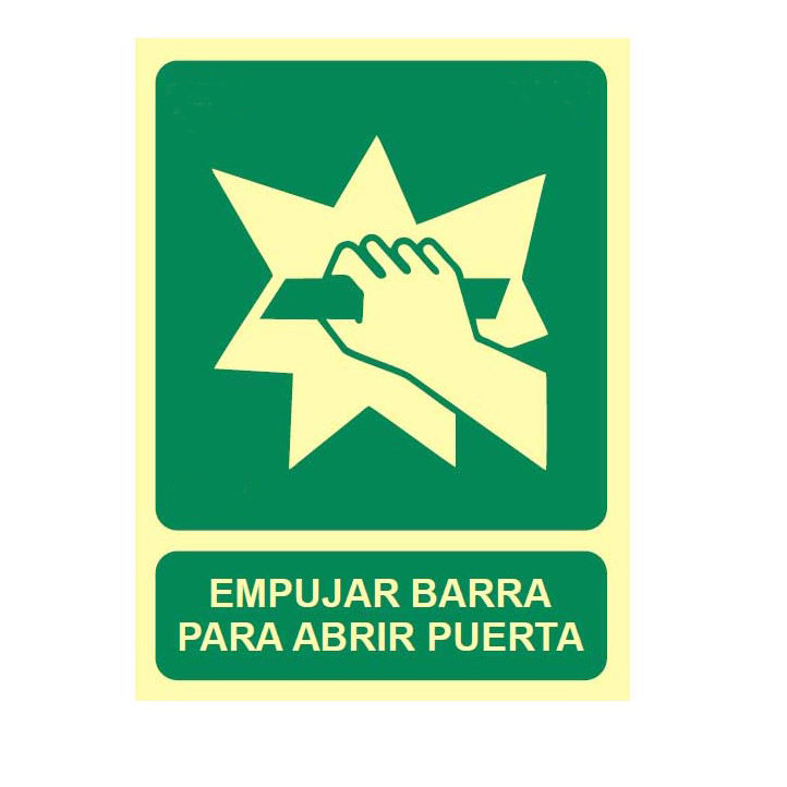 Cartel de Señalización Empujar barra para abrir puerta