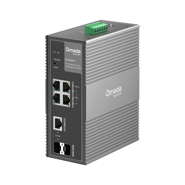 Switch Industrial Omada Gestionable 6 Puertos Gigabit, 3 Puertos PoE+ y 1 Puerto PoE++