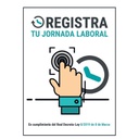 [BSC20571] Workday Registration Plastic Plate, Indoor/Outdoor. Approved according to current regulation. Spanish