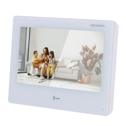[DS-KH9310-WTE1(B)] Monitor videoportero interior Android WiFi TFT 7" Blanco Audio bidireccional TCP/IP Montaje superficie 8CH Alarma Hikvision