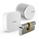 [PRO+BOMBILLO+BRIDGE] Cerradura inteligente Tedee PRO Plata + Cilindro Bombillo Gerda Doble Embrague + Brigde Wi-Fi