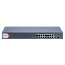 [DS-3E1518P-EI] Switch 16 puertos PoE+ 10/100/1000 Mbps, 1 puerto Gigabit RJ45, 1 puerto óptico Gigabit