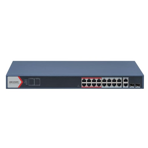 [DS-3E1318P-EI(B)] Switch POE inteligente 16 puertos 100Mbps - 2 Puertos Gigabit RJ45 - 2 Puertos SFP Gigabit Gestionable