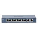 [DS-3E0310HP-E(C)] Switch POE Hikvision de 8 puertos no gestionable L2 POE 100Mbps 7P PoE 300m + 1P Hi-PoE 2P RJ45 Gigabit