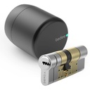 [PRO_BLACK+ BOMBILLO] Cerradura inteligente Tedee PRO para acceso sin llave Negro + Cilindro Bombillo Gerda de Doble Embrague